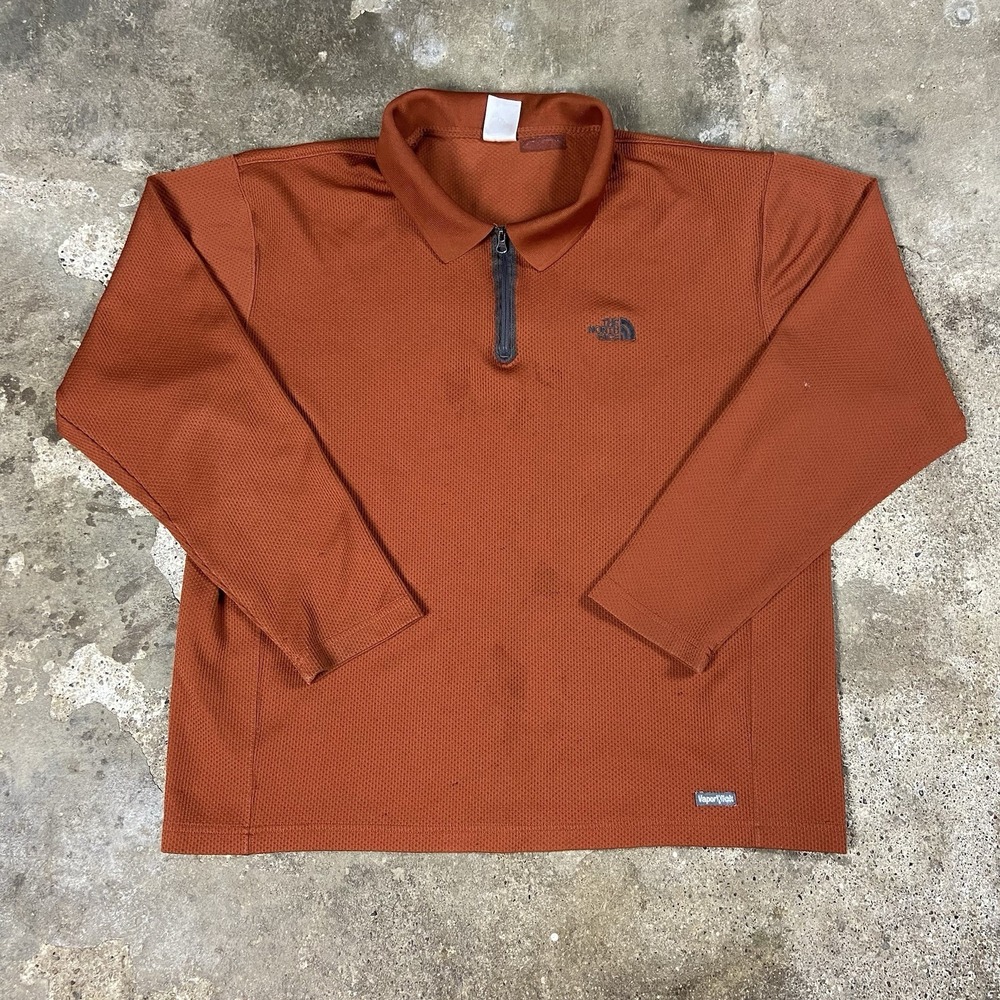 The North Face 1/4 Zip Size Large Orange Long Sleeve Pullover Vaporwick Mockneck